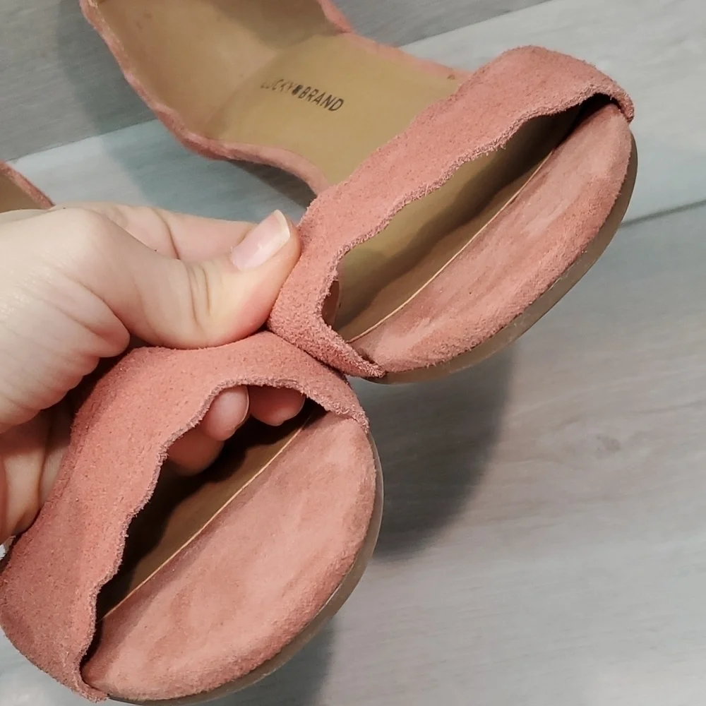 Lucky Brand Womens Jebelle Ankle Suede Strap Wedge Sandals shoes sz 9.5M